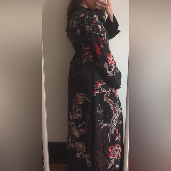 Vintage SUE WONG Floral Print Embroidered Appliqué Asian Inspired Trench Coat - Picture 15 of 16